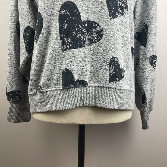 Philosophy Republic Clothing Sweater SZ S Distressed Hearts Soft - Picture 3 of 9